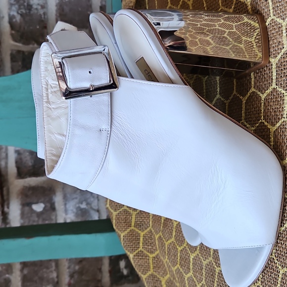 Dee Keller Shoes - Dee Keller White Chunky Mirrored Leather Heel Booties